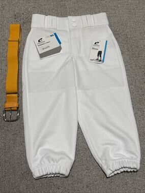 Champro Youth Baseball Pants White Size XS Yellow Belt NWT